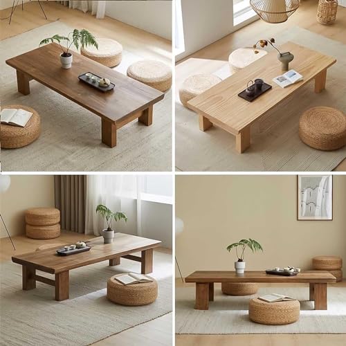 Table basse japonaise en bois massif, grande table de sol et bureau d'appoint multi-usage - 7