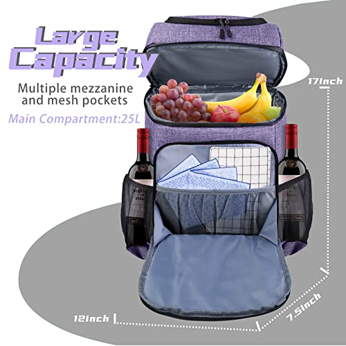Baglher Cooler Backpack 30 Cans Lightweight Insulated Backpack Cooler Leak-Proof,Lightweight Backpack With Cooler For Lunch Picnic Hiking Camping Beach Park Day Trips. Purple #TOP1