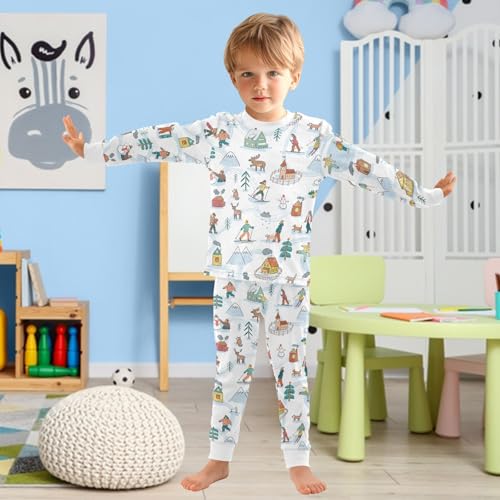 Girls Boys two-piece Set Winter House Snow Outfit for Kids Long Sleeve Top and Long Pants 18M-8Y4