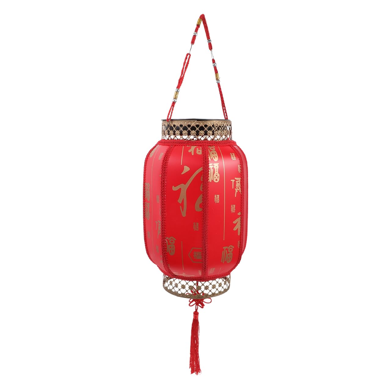 Lanterne solari da appendere, lanterne rosse fortunate con personaggi fu, per esterni, decorazione per patio, cortile, sentiero, giardino