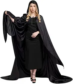 Capa Longa com Capuz Halloween Fantasia Mago Bruxo Vampiro Adulto Unissex
