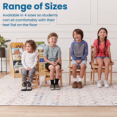Ecr4Kids Three Rung Ladderback Chair, 12In Seat Height , Classroom Seating, Natural, 2-Pack #TOP4