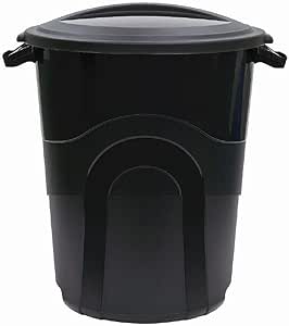 United Solutions 32 Gallon Outdoor Trash Can With Lid - Heavy-Duty, Pass-Through Handles & Click Lock, Black