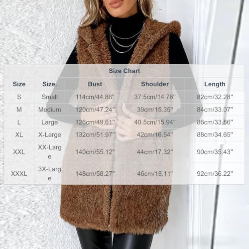 Womens Hooded Plush Fleece Vest Sleeveless Fuzzy Jacket Casual Outerwear - image 4