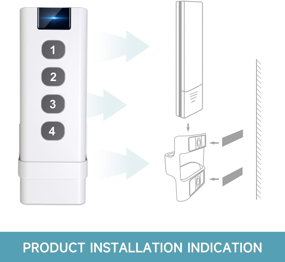 Diagram showing how to install the remote into its wall mount