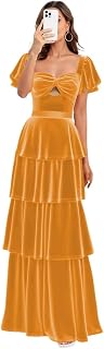 Short Sleeves Velvet Pleated Bridemaids Dresses for Women 2025 Long Cut Out Formal Evening Gowns