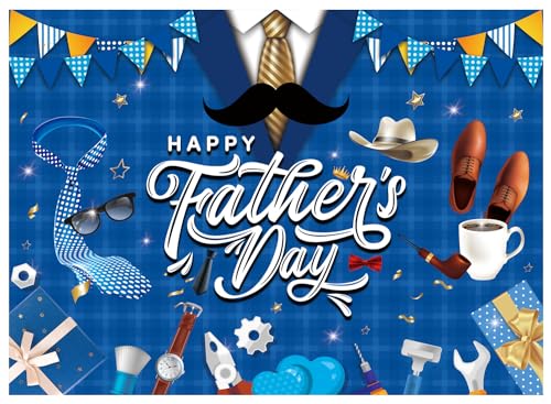 DHXXSC 8X6FT Happy Father's Day Backdrop Large Blue Shirt Background Backdrops Banner for Father Party Decorative Banner Photo Booth Prop Supplies DH-409 by DHXXSC - Used condition - US$20.28