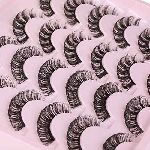 Russian Strip Lashes 2 Styles Mixed Natural Look Wispy False Eyelashes D Curl Look Like Eyelash Extension Soft Handmade Reusable Lashes Pack