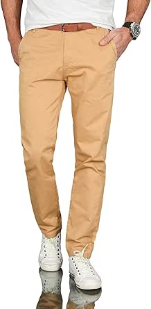 A. Salvarini Herren Chino Hose Regular Fit - Business Hose Mit Gürtel Inklusive