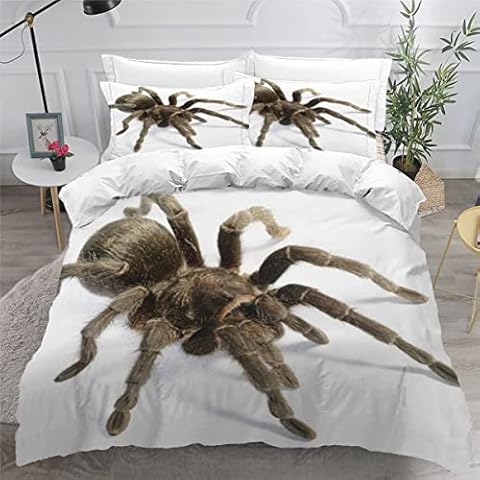 Tarantula Bedding Set King Size for Kids Boys Girls Insect Duvet Cover Set 3d printed Animal Theme Comforter Cover Soft Microfiber Quilt Cover With Zipper Closure 3Pcs Cover