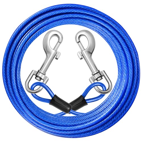 jenico Dog Tie Out Cable: 20ft Dog Leads for Yard Heavy Duty - Reflective Chain Leash for Outside Small Large Dogs Up to 125lbs Outdoor Runner Camping