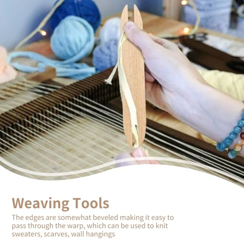 2 Pcs Wooden Weaving Shuttle, Tatting Shuttle Kit for Beginners Tapestry Needle Tatting Shuttle, Beech Wood Diy Weaving Tool for Knitted Crafts Accessories