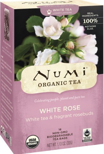 NUMI Organic Tea White Rose, Full Leaf White Tea, 16-count Tea Bags  1.13 oz (Pack of 3) FlavorName: White Rosa Size: 16 Count (Pack of 3)