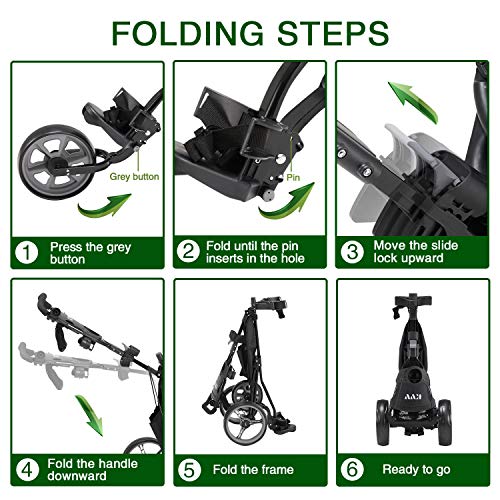 Kvv Foldable Lightweight 3 Wheel Golf Cart With Stylish Scorecard Holder, Storage Bag-Easy To Open And Close #TOP5