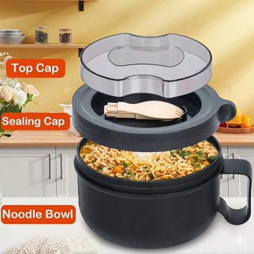 Image of Ramen Bowl,Ramen Cooker,Microwave Ramen Bowl,Microwave Safe Soup Bowl,Portable Ramen Cooker, Instant Ramen Noodle Bowls For Home Office Dorm Apartment motor home etc
