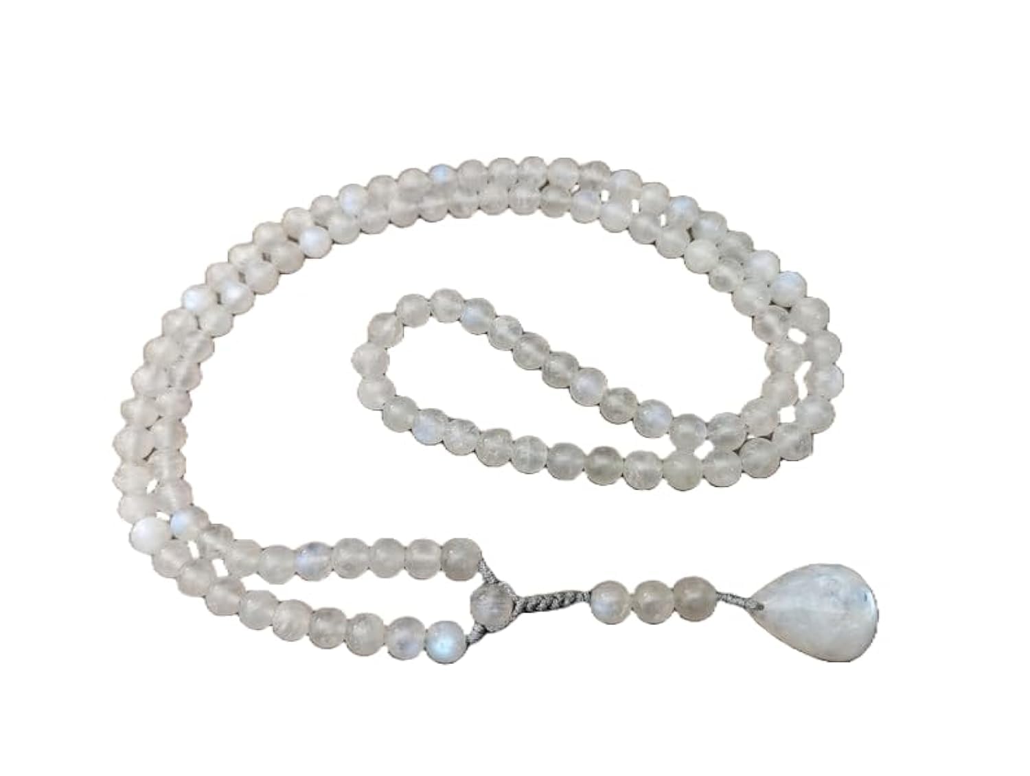 Naturalny kamień księżycowy 8 mm 108 koralików mala, duchowe, koraliki do medytacji, Reiki, Japa Mala, buddyjskie koraliki modlitewne, bransoletka do jogi, koraliki lecznicze