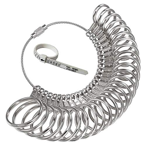DoGeek Ring Sizer Measuring Tool Set Metal Ring Sizers Stainless Steel Ring Gauges Finger Sizer & Ring Mandrel Aluminuml (Size 1-13), (Ring)