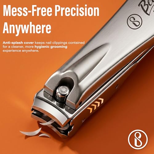 Image of Beaute Secrets Nail Clippers with Nail File, Anti Splash Nail Clipper Set for Thick Nails,Medical Grade Stainless Steel Professional Nail Cutter,Sharp and Durable fingernail Clipper for Men and Women(Gold)