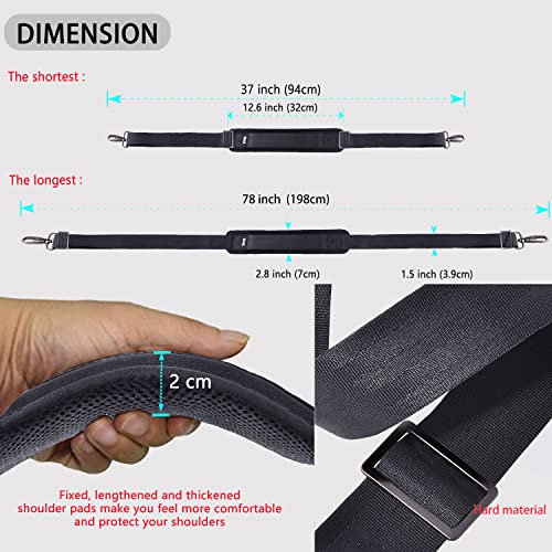 Image of ZINZ Shoulder Strap 78 inch Universal Handbag Strap with Ultra-thick Fixed Padded and Dual Balanced Adjustable Buckles Shoulder Crossbody Strap for Briefcase Messenger Bag Laptop bag Luggage,Dark Gray