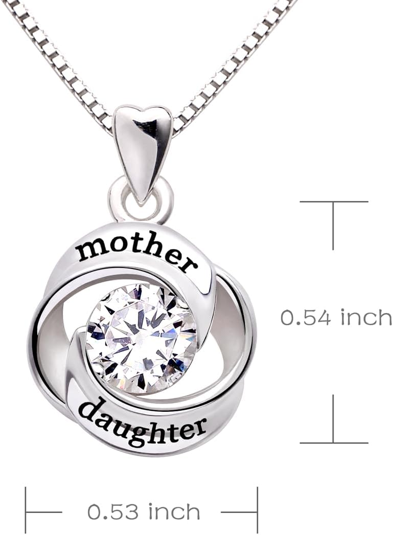 ALOV Jewelry Sterling Silver mother and daughter Love Cubic Zirconia Pendant Necklace - Image 3