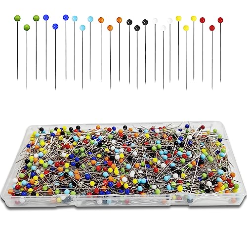 Urmspst Lot de 600 épingles à tête de verre 38 mm pour tissu, fabrication de bijoux, travaux manuels, travaux manuels et projets de couture (colorés)