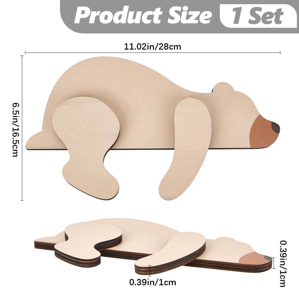 CREATCABIN Woodland Nursery Decor Wilderness Sleeping Bear Wall Stickers Forest Animal Rustic Wooden Wall Art for Nursery Shelf Desk Farmhouse Door Topper Bedroom Living Room Decor 6.5x11in - Image 2