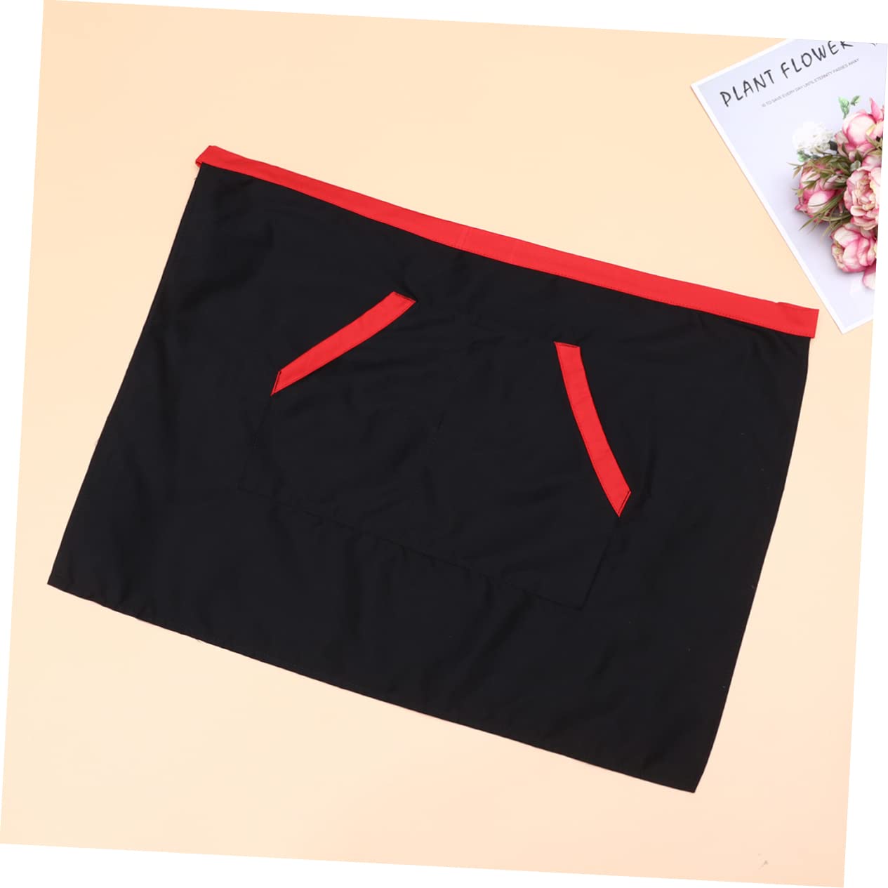 STOBAZA 2- Apron for Men Women Short Waiter Waist Apron Cafe Kitchen Serving in Red Black Rim