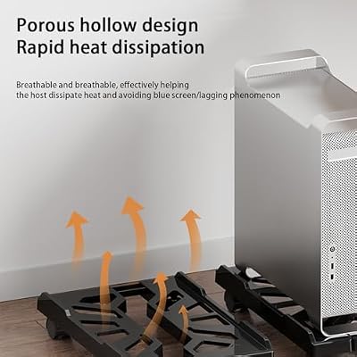 Mobile CPU Stand - Adjustable Bracket: Rolling Caster Wheels, PC Tower Floor Riser, Ventilated Design | Perfect for Computer Workstation, Office Home Setup, Desktop PC Tower Support