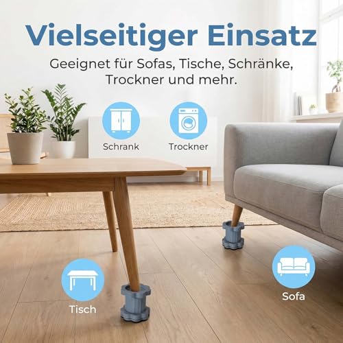 Hnonoxy 4 Stück Waschmaschine Schwingungsdämpfer,Universal Verstellbare Waschmaschine Fußpolster Rutschfester Stoßdämpfungs Waschmaschine Füße Pad für Trockner,Tisch,Möbel,Kühlschrank