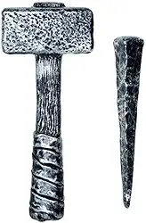 Kit Martelo e Estaca de Caça Vampiro para Fantasia e Decoração Halloween