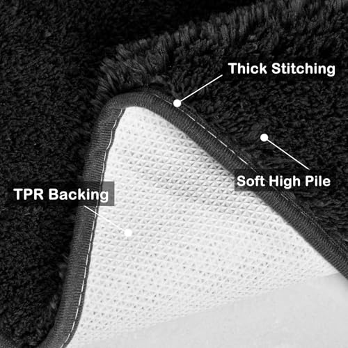 Myting Bath Mats for Bathroom 80x120 cm Large Black Bath Mat, Soft Microfibre Bathroom mats Non Slip Washable - Image 3