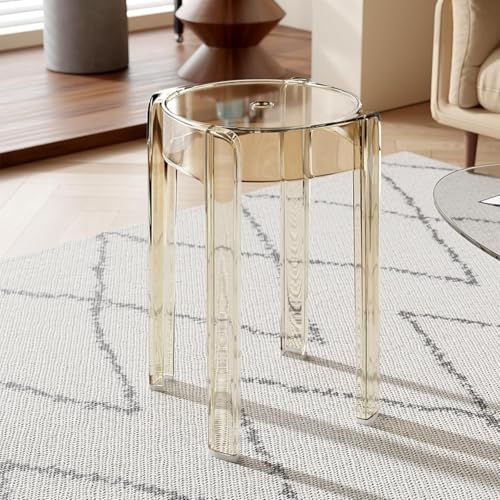 Taburete de ducha de acrílico transparente, asiento de plástico resistente al agua, diseño apilable para baño, cocina, dormitorio, oficina en casa