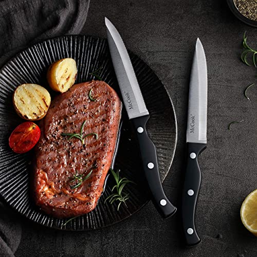 Mccook® Mc23A Knife Sets,15 Pieces German Stainless Steel Kitchen Knives Set With Built-In Sharpener And Wooden Block #TOP5