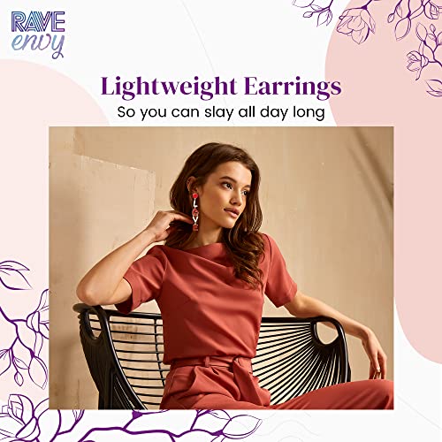 Rave Envy Heart Earrings For Women Trendy - Silver Heart Dangle Earrings With Diamond Like Look - Fashionable Statement Earrings For Women & Girls - Perfect Heart Jewelry As Valentines, Birthday #TOP3
