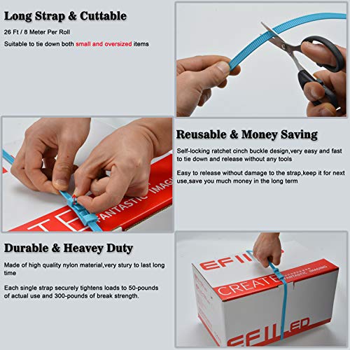 Lashing Straps,Reusable Nylon Strapping Kit Long Heavy Duty Tie Down Flat Rope Ratchet Cargo Strap With Quick Release Buckles - 26 Ft/Roll (2 Roll/Pack,With Scissors) #TOP4