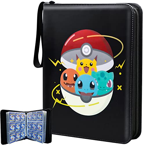 Card Binder for Pokemon Cards, CHELSOND 9-Pocket Portable Card Collector Album Holder Book Fits 720 Cards with 40 Removable Sleeves, Trading Card Binder Display Storage Carrying Case for TCG-Black