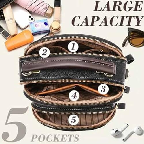 Bousalutend Crossbody Bag Classic Multifunctional Compartments Adjustable Wide Shoulder Strap Leather Crossbody Bag2