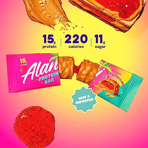 Alani Nu Protein Bars PEANUT BUTTER & JELLY | High Protein Gluten-Free Bars | 16g Protein | Low-Sugar (11G) Low-Carb Healthy Snacks | 12 Individually Wrapped Bars - image 4