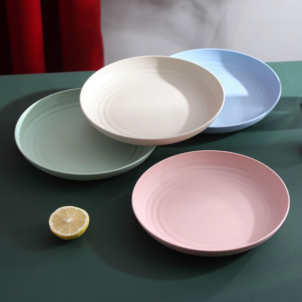 Set di 8 piatti in plastica da 23 cm, leggeri e riutilizzabili, infrangibili da campeggio e da picnic, lavabili in lavastoviglie, piatti colorati per feste, casa, giardino e viaggi