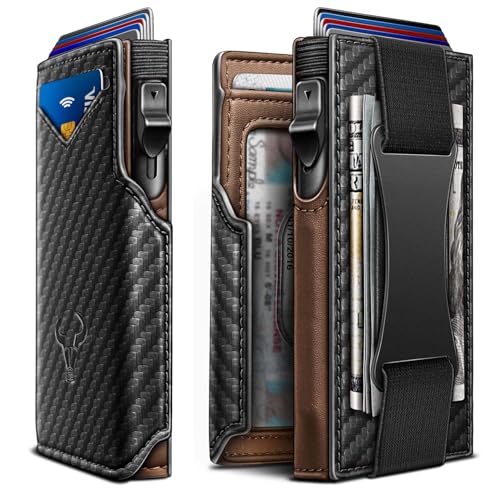 Image of BULLIANT Men Slim Leather Wallet Metal Case Money Clip-Magnetic Closure