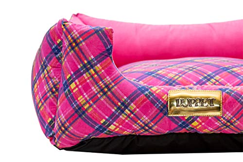 Cama Luxo Para Cachorro Luppet Pequeno Porte até 5kg Rosa Xadrez M