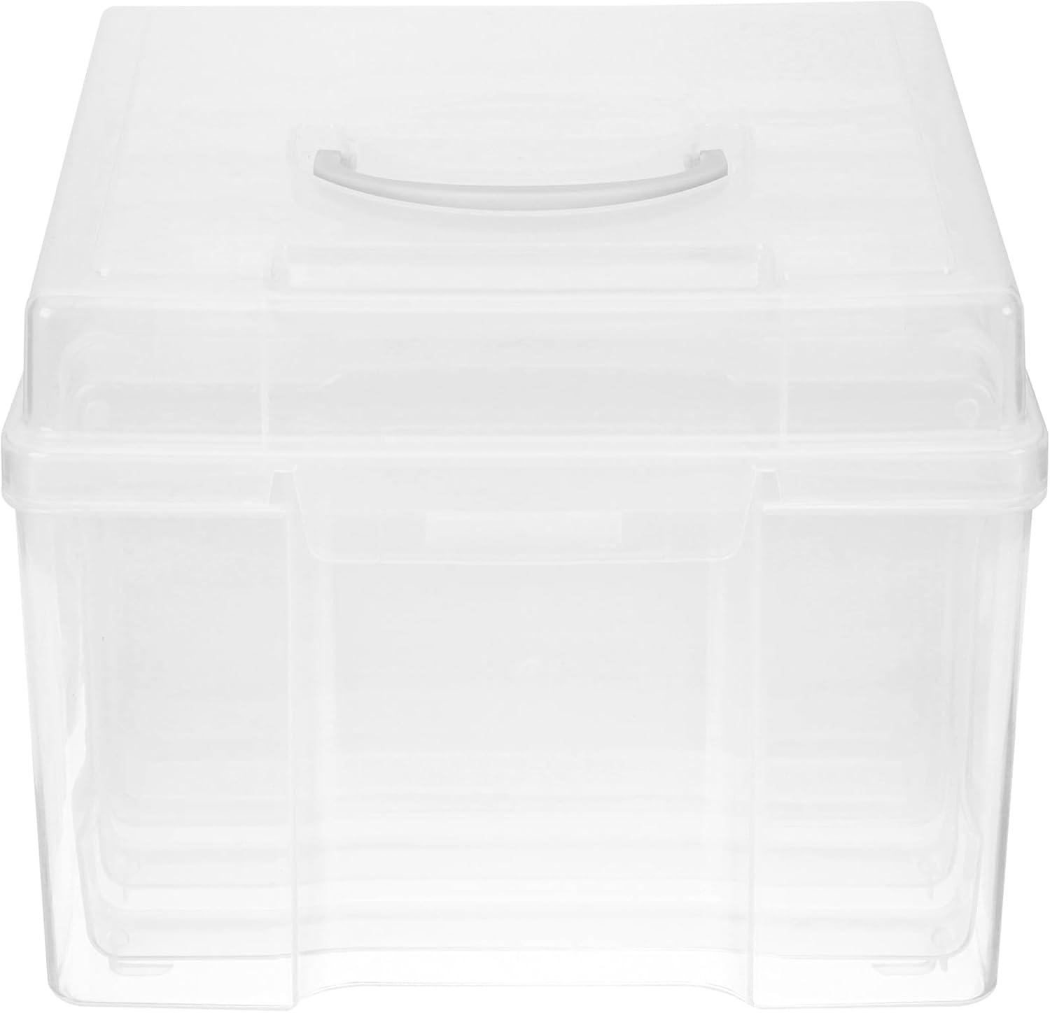 OUNONA Photo Storage Container Box 5x7 Inch Plastic Postcards Case with Handle Multi-purpose Photo Organizer for Home and Travel Storage