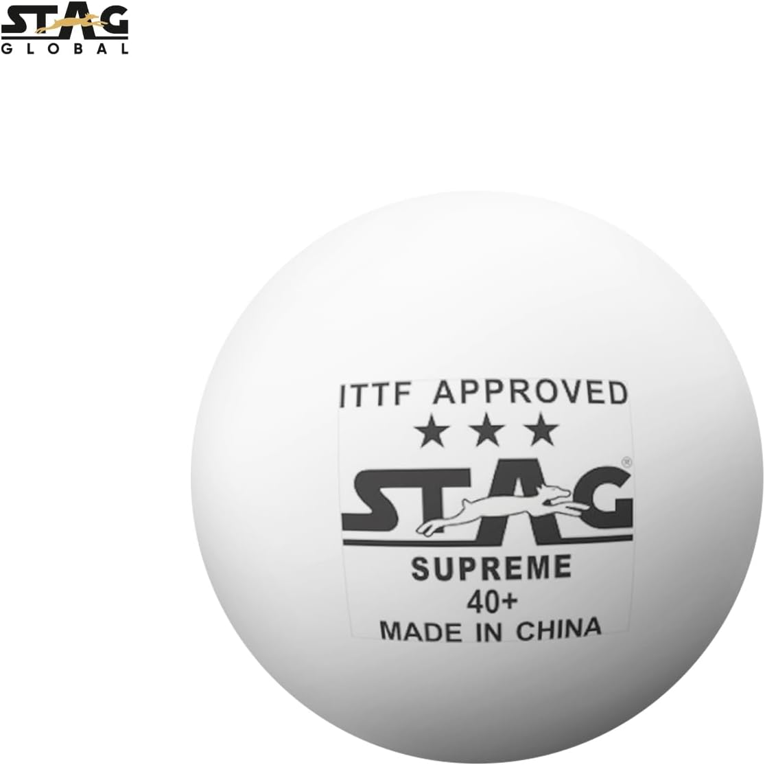 STAG GLOBAL High Performance 3 Star Supreme Table Tennis (T.T) Balls Advanced 40+Mm Ping Pong for Training, Tournaments, and Recreational Play (Pack of 12)