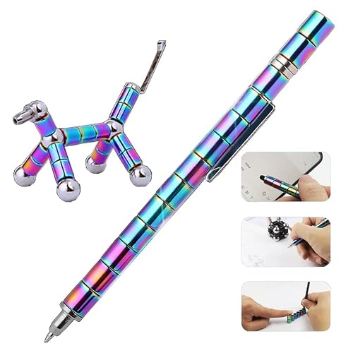 Fidget Pen Decompression Magnetic Metal Pen, Toy Pen Relieving Stress Build Various Of Shapes, Strato Pen Multifunctional Deformable Magnet Writing Pen Polar Pen For Christmas Gift (Pen Colorful) #TOP2
