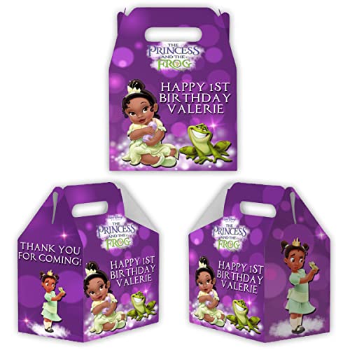 Princesses Diseney Candy Gable Box for Birthday Party Favors 12 Pack - 4.4x4.5in (Tiana Toddler Custom)