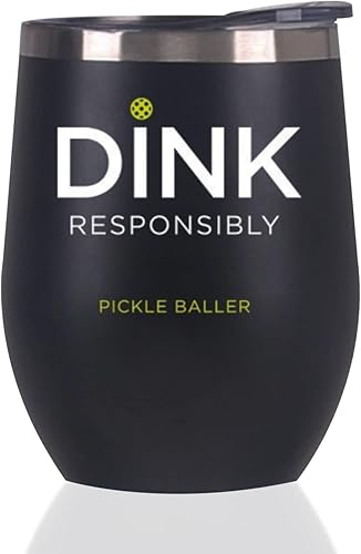 Miniatura 8 de Pickle Baller - Dink Responsibly - Vaso de vino de acero inoxidable Pickleball Highball - Regalo de bola de pepinillo