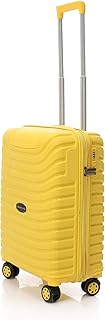 CROSSLAND Cabin Luggage 22 Inch (55cm) – Lightweight Polypropylene Carry-On Suitcase with 360° Spinner Wheels & TSA Lock – Unbreakable Hard Shell Travel Bag - Yellow