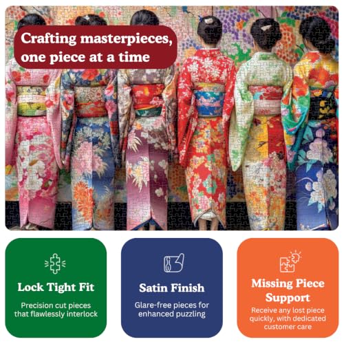 Rompecabezas para adultos Cross & Glory | Kimonos elegantes | Arte cultural japonés | Ejercicio cerebral y decoración para el hogar | Piezas de 2 mm de grosor | Poster de referencia incluido | Acabado satinado | Edad mínima: 14 años miniatura 4