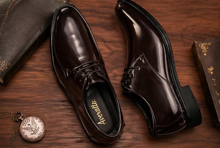 Image of High-Gloss Formal Derby Shoes, Patent Synthetic Upper, Airmix Sole, for Tuxedos and Formal Suits, Black-Tie Events
