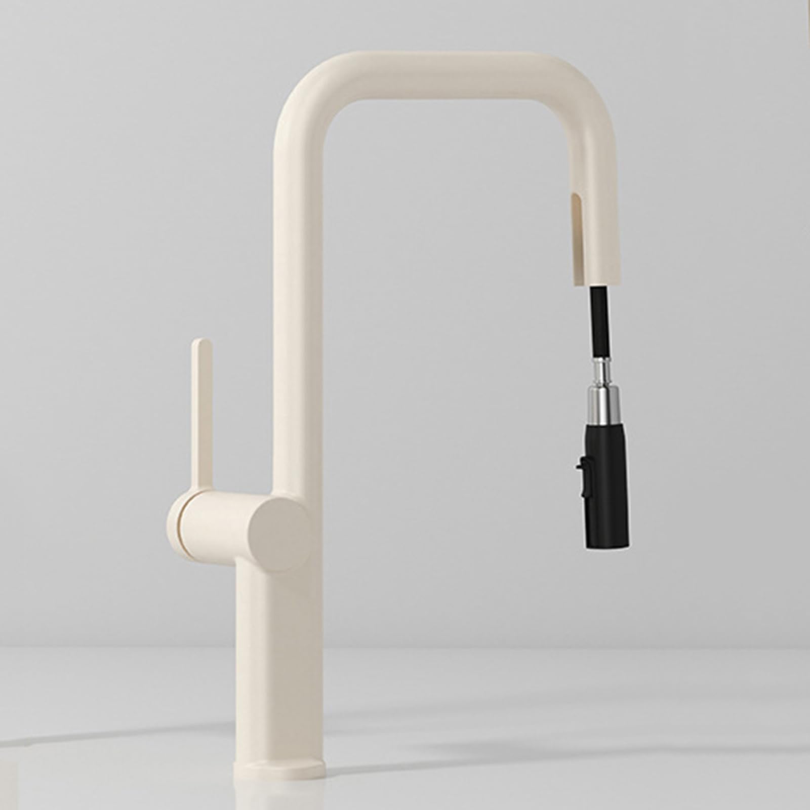 ZYCHSJXA Kitchen Bath Taps Sink Mixer Pull Out Spray Tap Single Faucet - Creamy Lever with Swivel Spout Monobloc